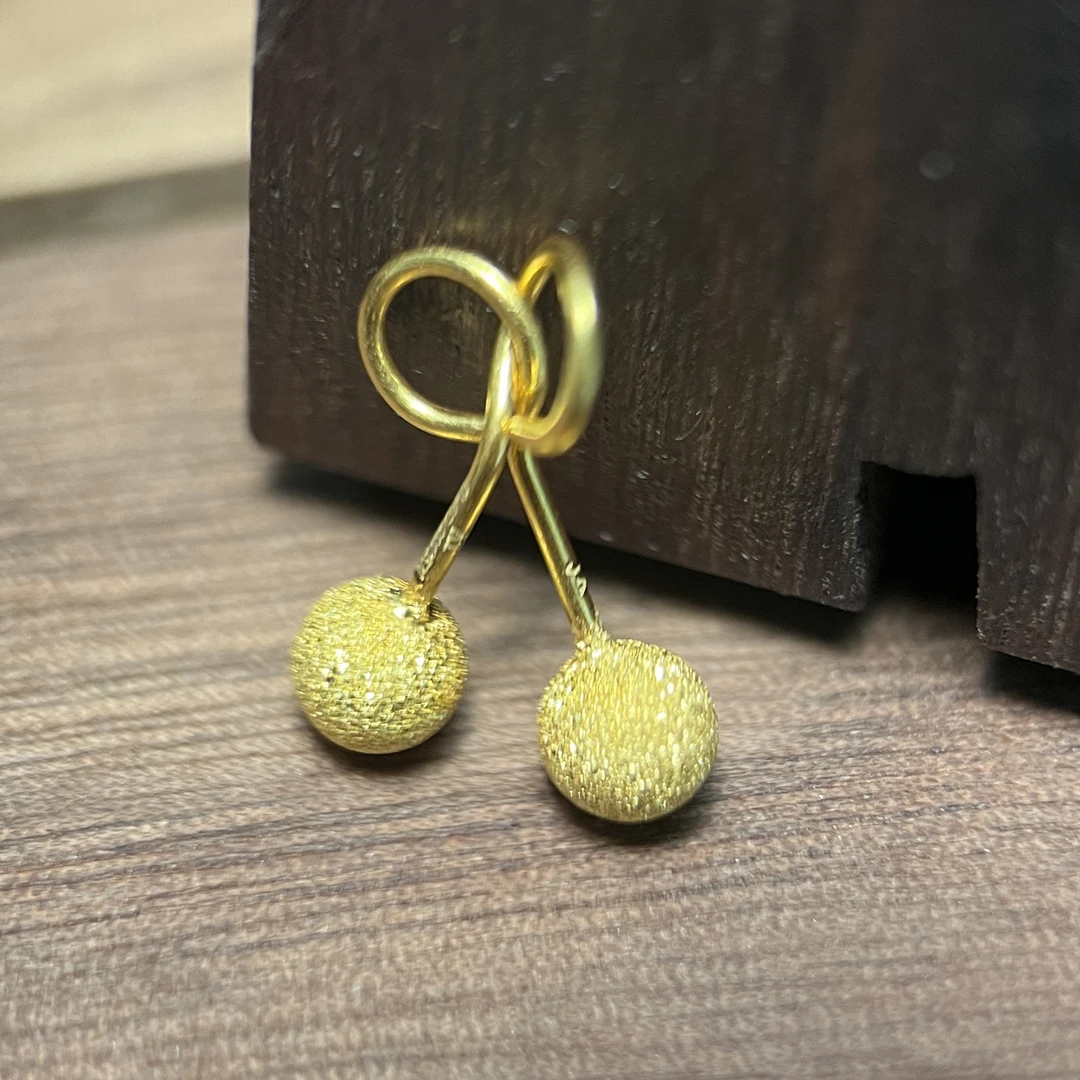 足金999饰品 蘑菇钉（钉纱）耳钉 克重1.59g