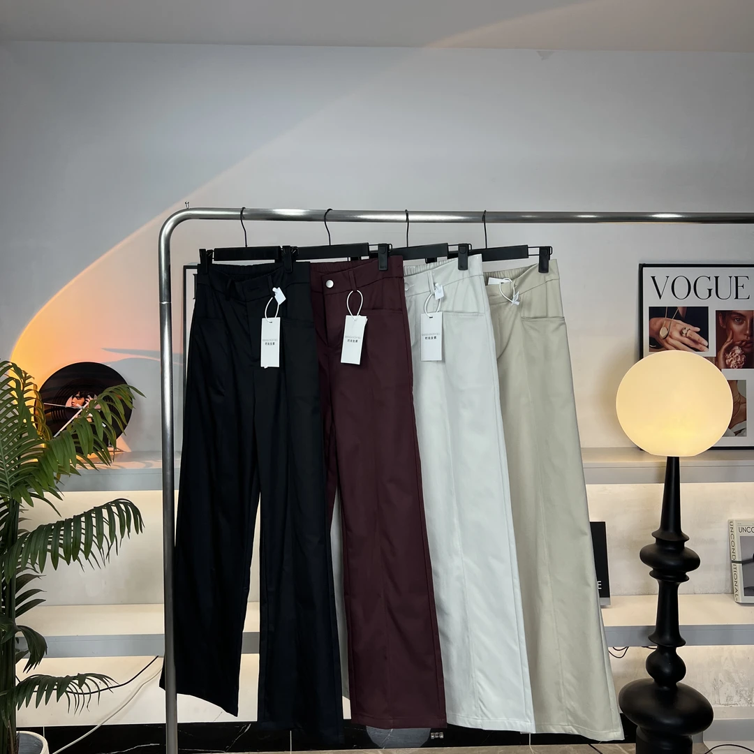 实拍窄版直筒休闲裤女春夏2025年新款爆款高腰今年流行阔腿裤