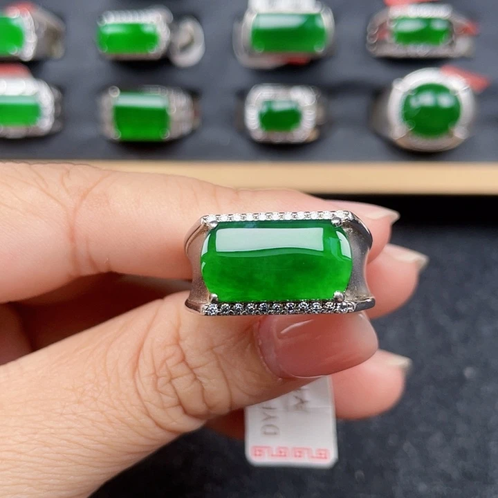 翡翠银S925镶嵌戒指编号2407没运费险