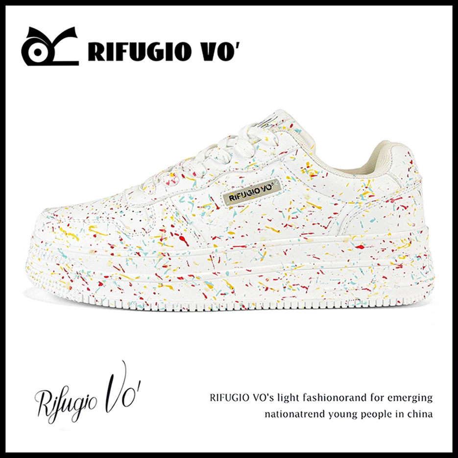 Rifugio Vo'空军板鞋男冬季厚底涂鸦小众舒适情侣同款夜光小白鞋