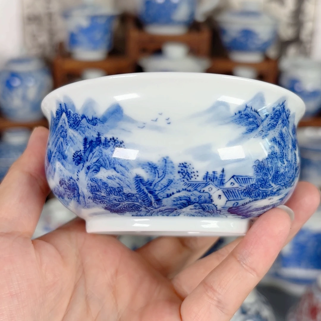 海***2青花瓷器手绘作品陶瓷杯