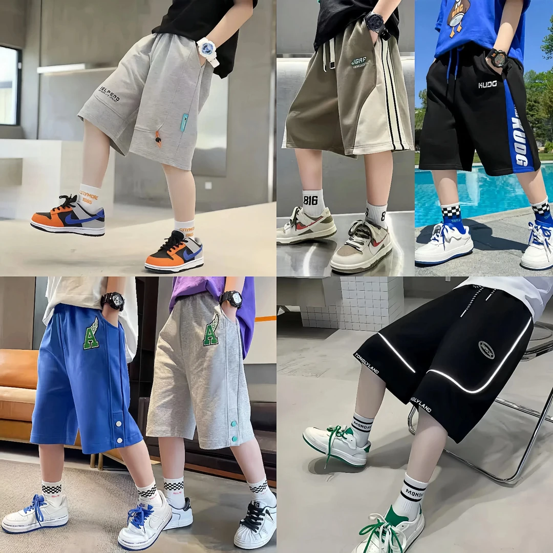 男童五分裤夏季中裤青少年短裤夏季中大儿童宽松运动裤短裤高棉