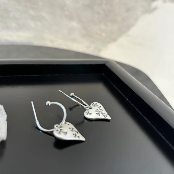 铜合金合成锆石耳饰 十字爱心耳环EH3457