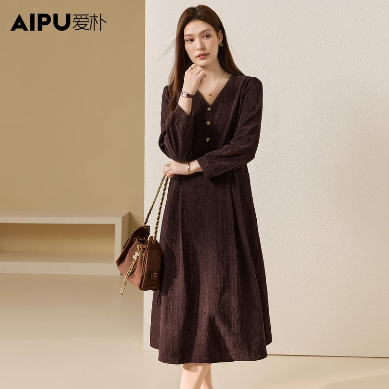 爱朴大码女装110斤到205斤时尚流行春季新款高贵显瘦连衣裙女2937