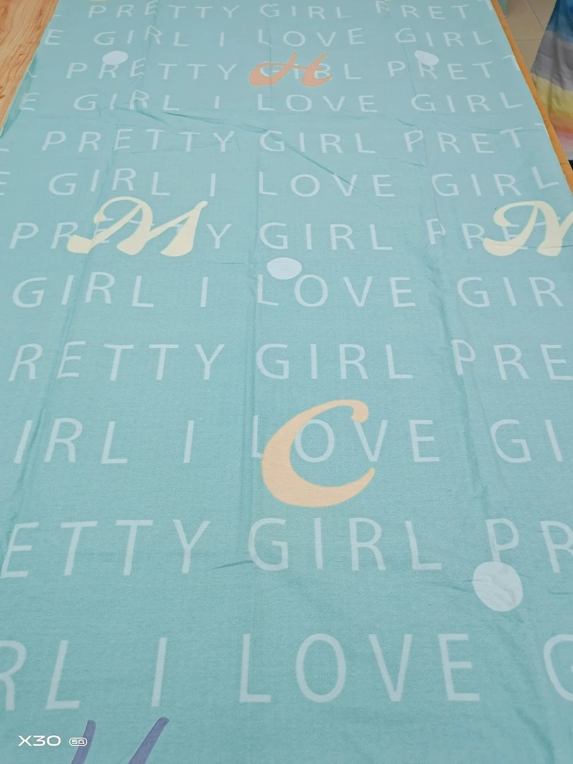 （043）【特价福利】加厚斜纹棉床单1.95*2.45米（+－5公分）字母日记-绿