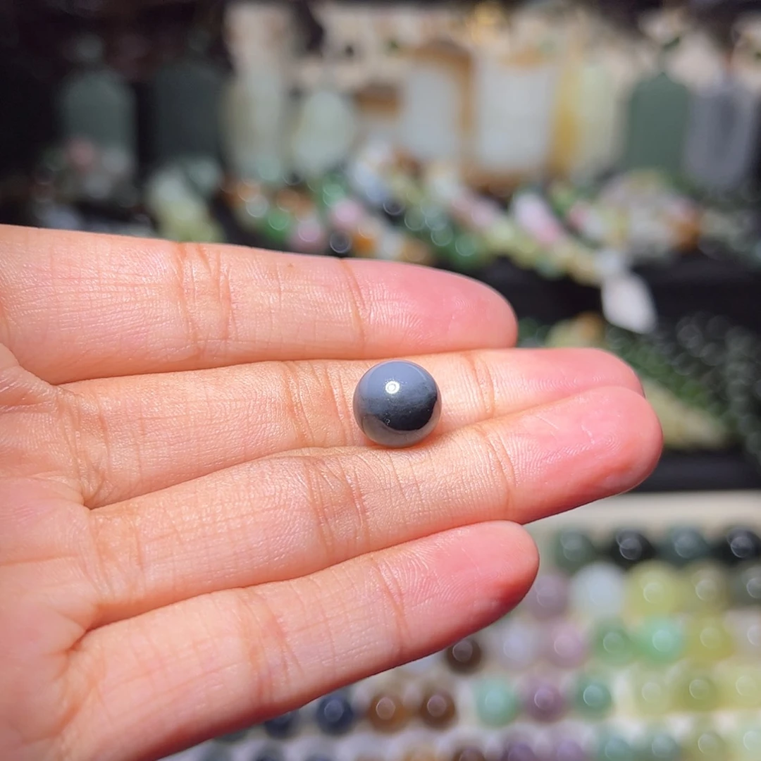 【闪购商品】和田玉未镶嵌珠宝半成品新疆聚宝盆青花猫眼10mm