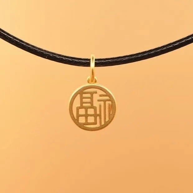 钨合金吊坠 金色保色福牌吊坠087