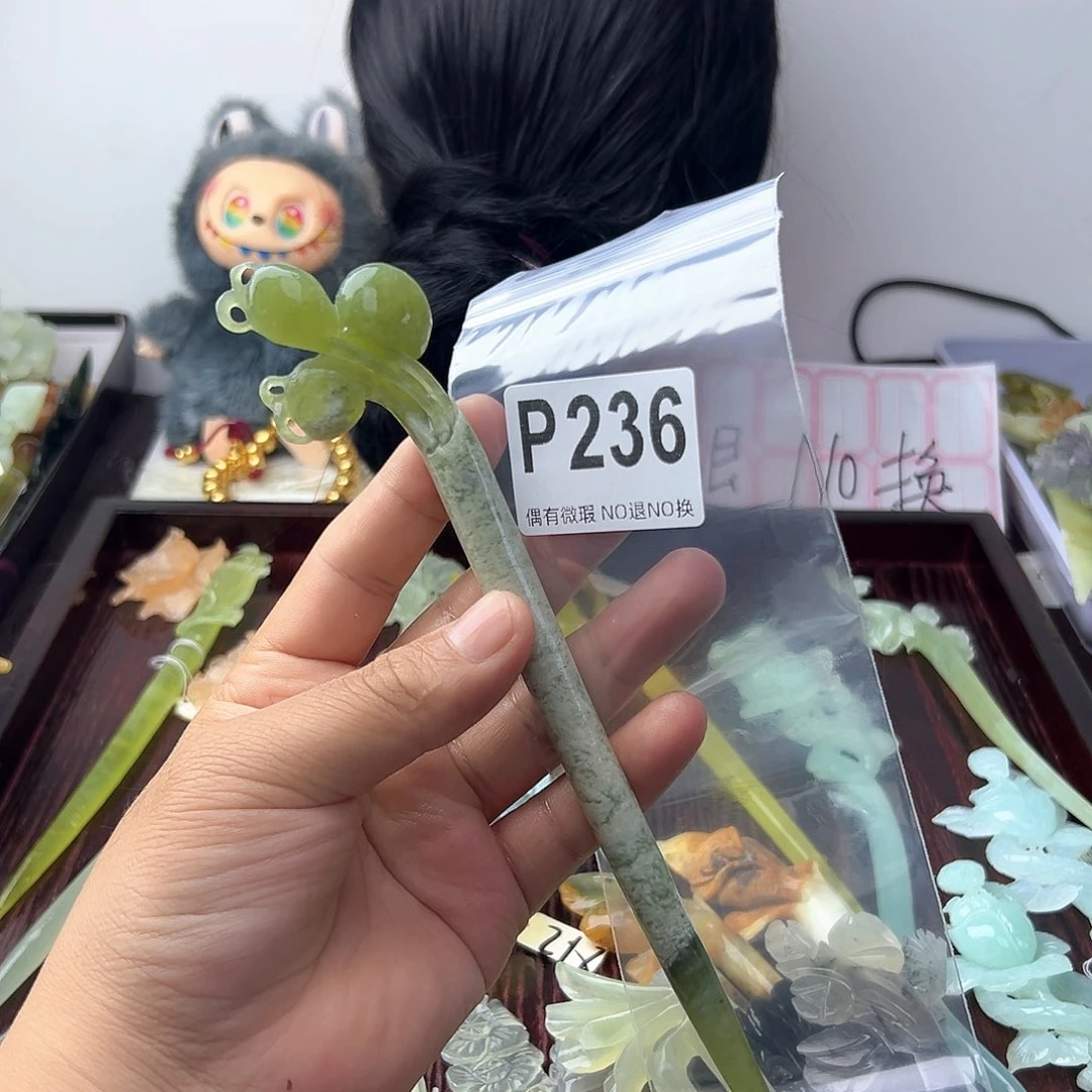 合金蛇纹石玉发饰小***啊