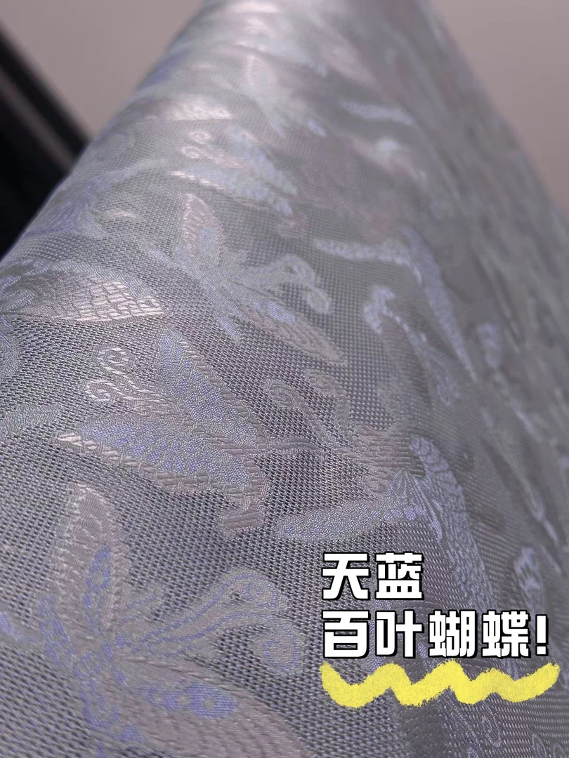 李德喜四经绞罗名家非遗面料100%桑蚕丝-天蓝蝴蝶