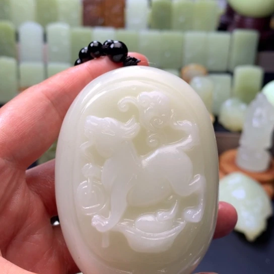 石材方解石手把件