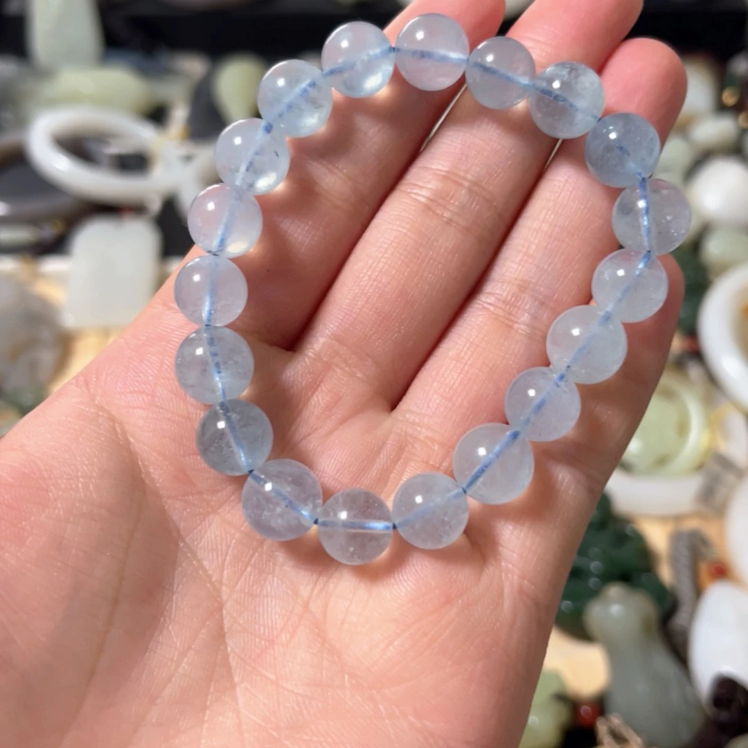 未镶嵌手链水晶海蓝宝手链卡10mm