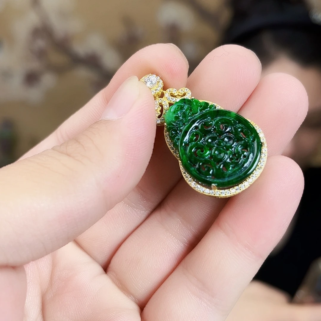 翡翠银S925镶嵌颈饰吊坠
