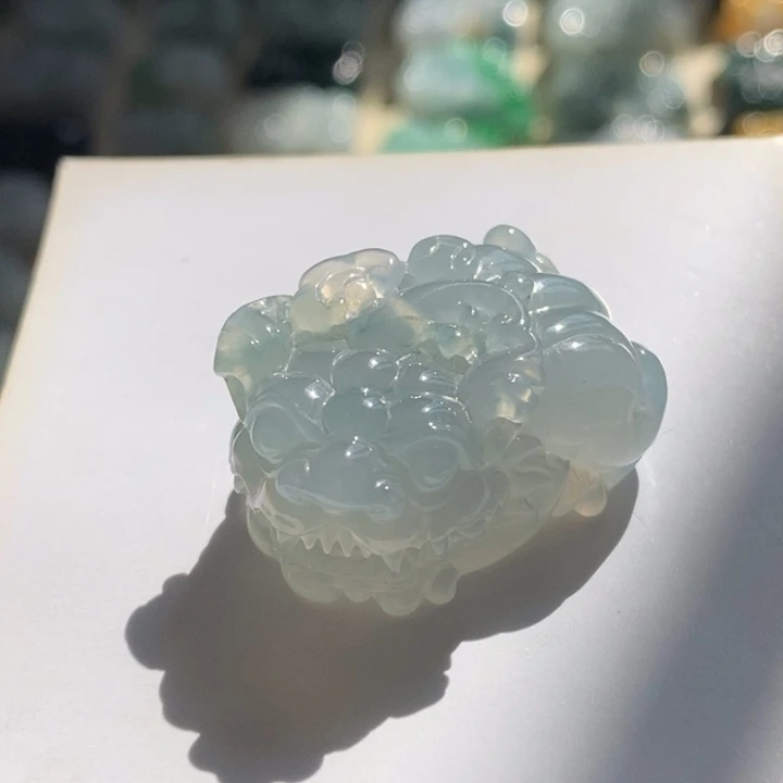 翡翠颈饰未镶嵌天**蓝天然翡翠貔貅吊坠