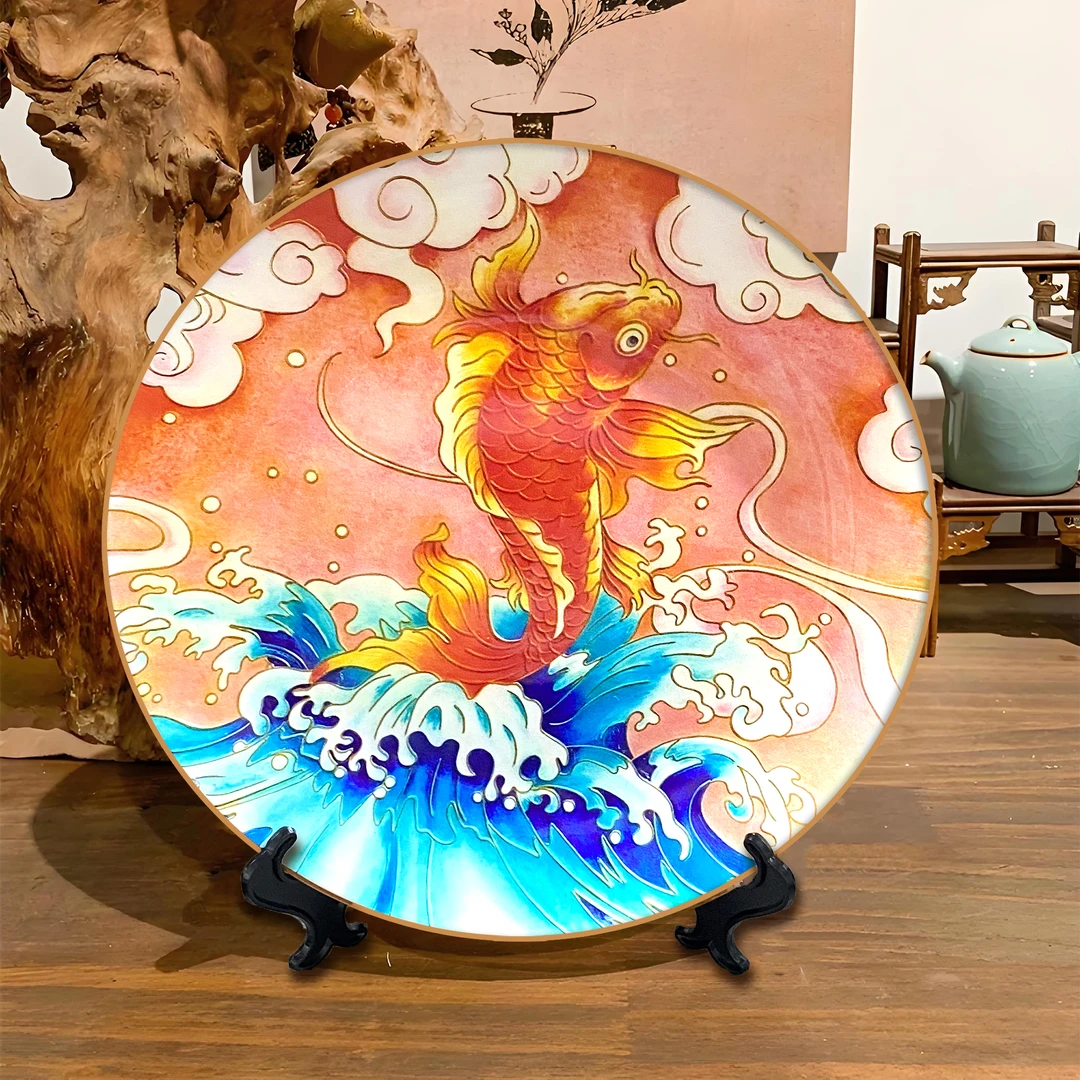 中式客厅摆件电视柜玄关酒柜书房书柜年年有余艺术2525