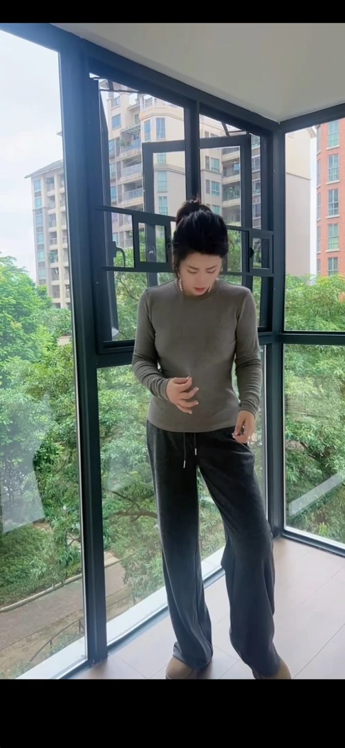 【人棉】260g软糯亲肤感秋冬长袖打底衫女修身不紧身上衣