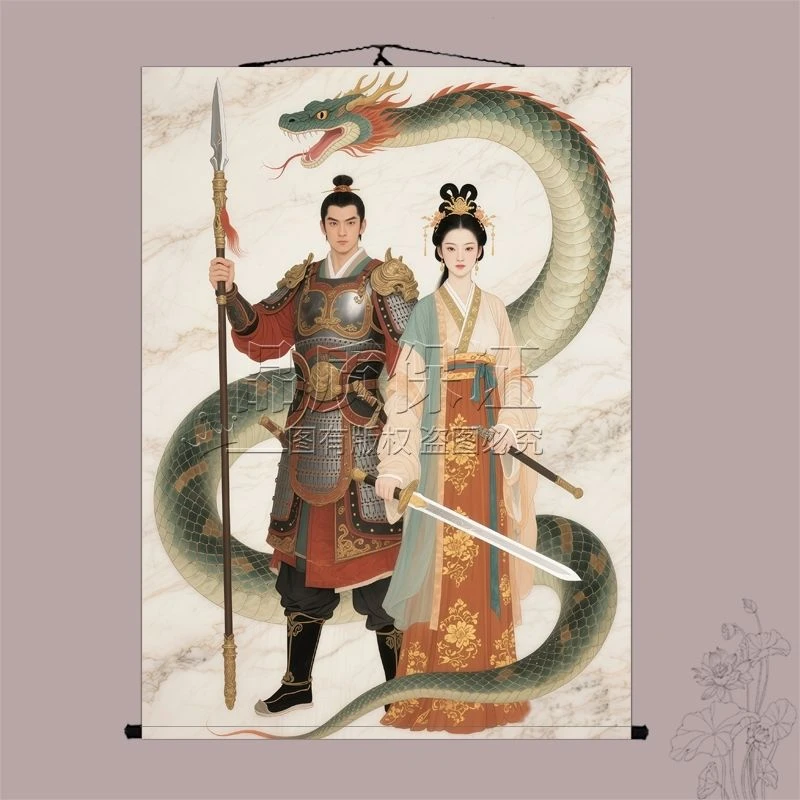 蟒天龙蟒金花挂画东北出马堂口供奉蟒家教主娘娘装饰画蟒蛇真身像