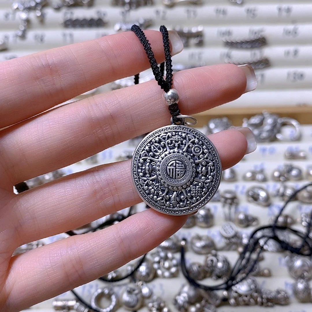 吊坠足银无八宝罗盘