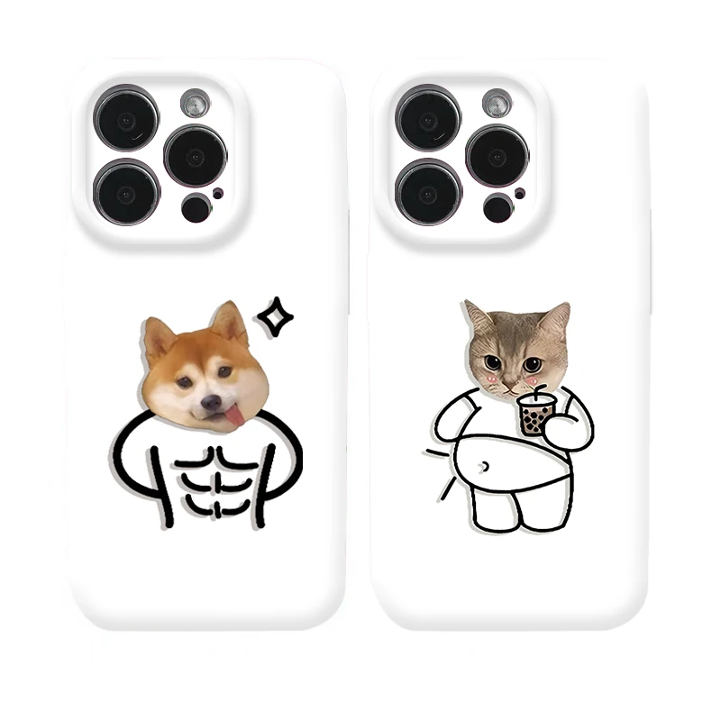 搞怪情侣猫狗适用苹果17/16pro菲林手机壳华为oppo小米14vivo硬壳