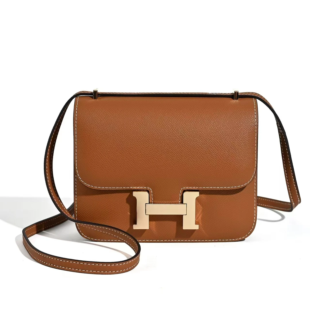 【Rain.Cun】大马康23大号头层EP皮单肩斜挎女包 XKY-6824-金棕色