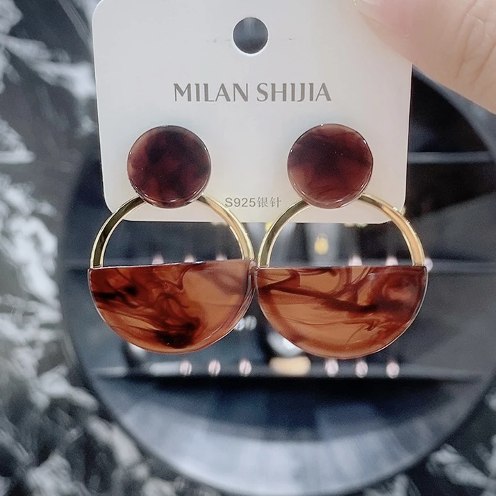 铜合金耳饰 新款水墨系列圆形耳坠