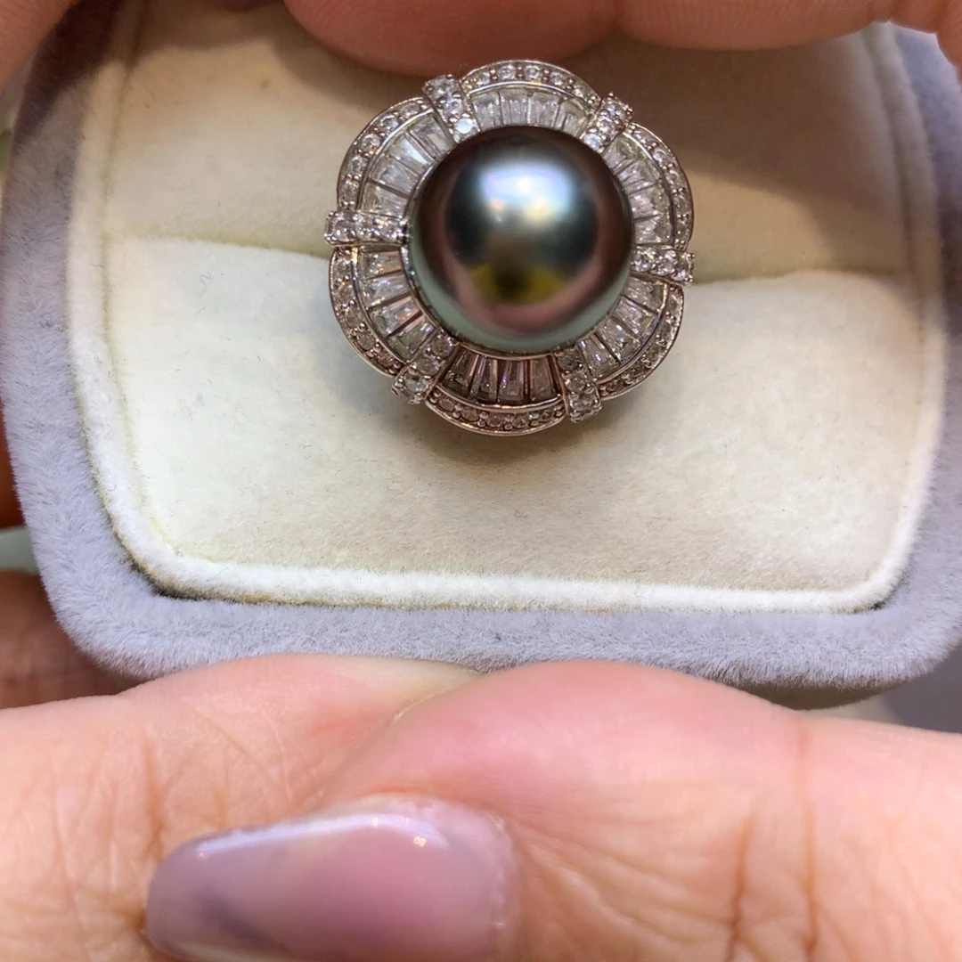 银S925镶嵌戒指海水珍珠