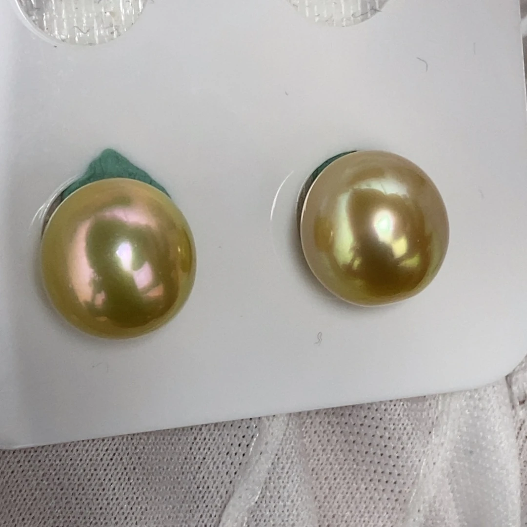 海水珍珠裸珠11-12极强光超炫金珠