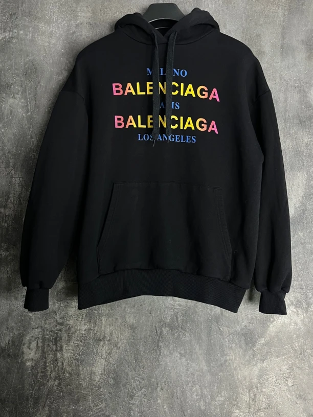全新未使用 Balenciaga/巴黎世家 XS码*1/彩虹logo印花帽衫/01747