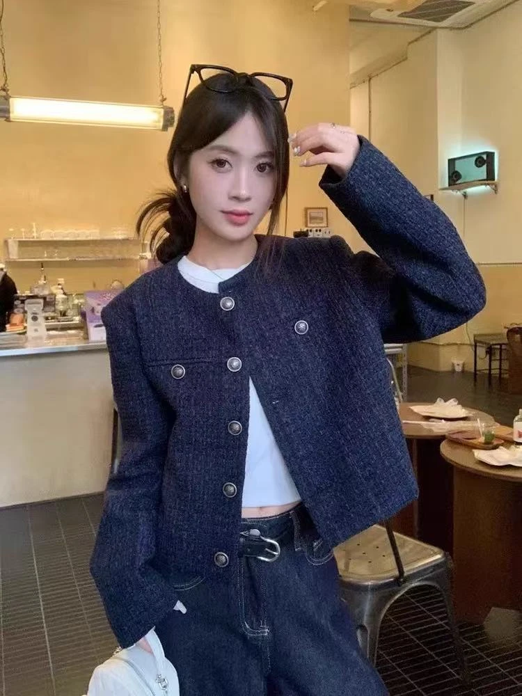 短款小香风外套女 2025秋季单排扣复古法式气质百搭上衣