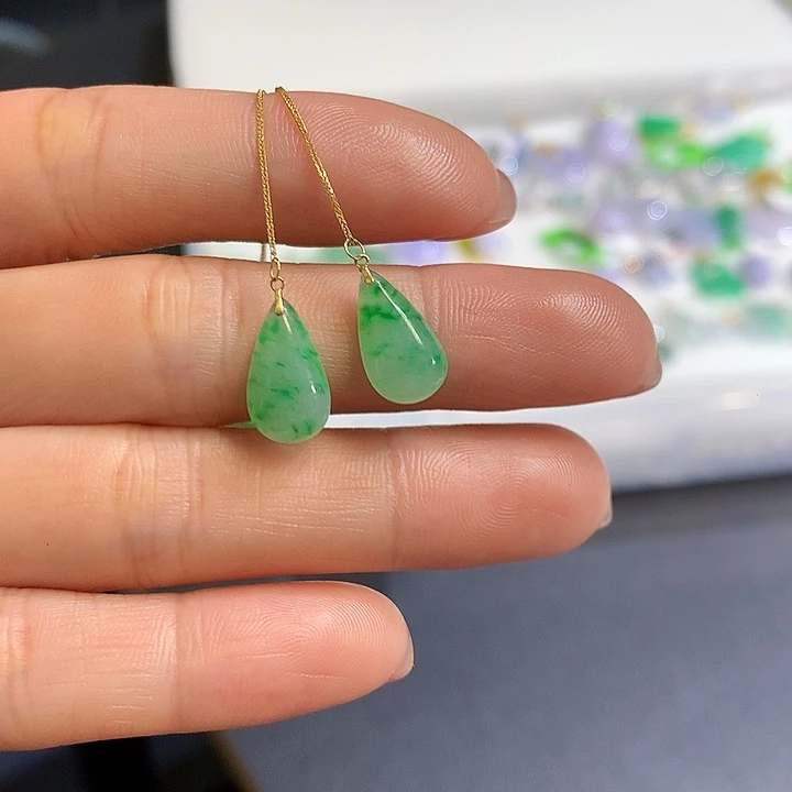 翡翠耳饰18K金镶嵌耳饰