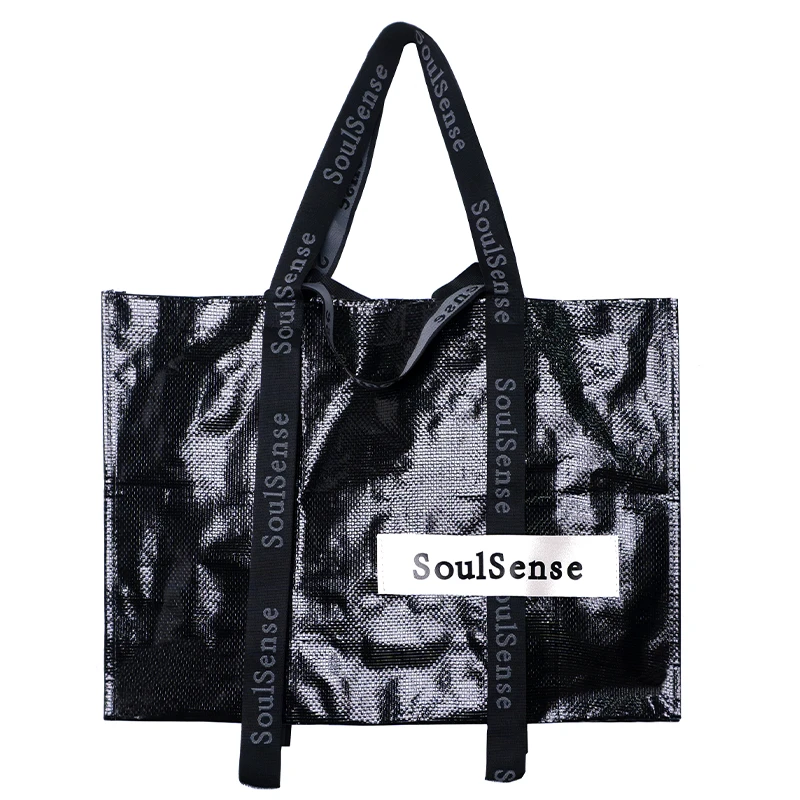 SoulSense黑色简约抽绳单肩多功能便携式手提旅行袋