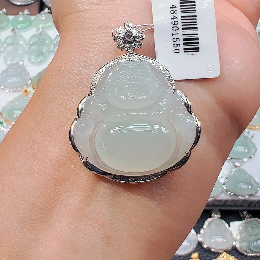 吊坠(不含链)18K金镶嵌翡翠佛公