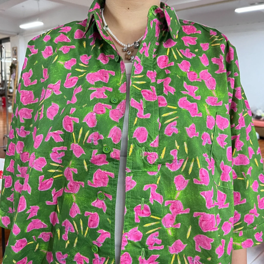 2025夏季时尚休闲碎花短袖外套006