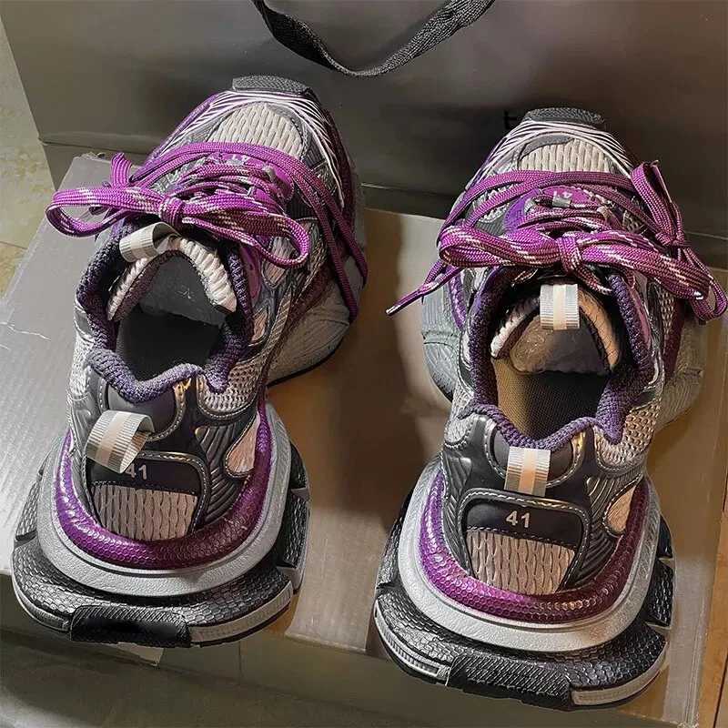 官方正品3XL厚底老爹鞋做旧款男鞋透气运动鞋冬季增高休闲鞋女潮