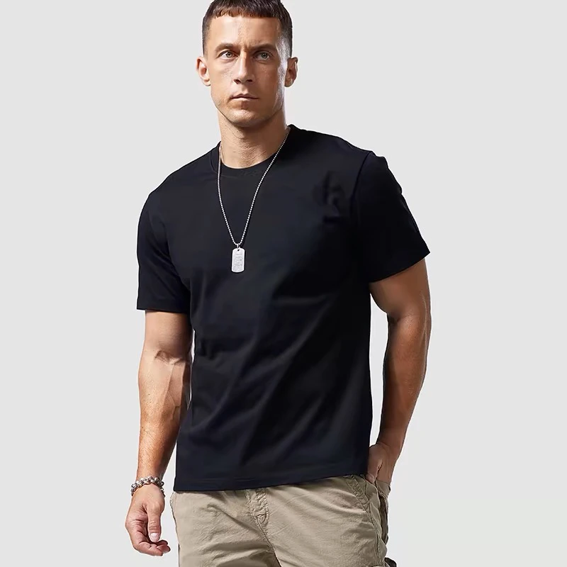 续点短袖t恤男士280G重磅宽松纯棉宽松半袖纯色打底衫上衣服夏季