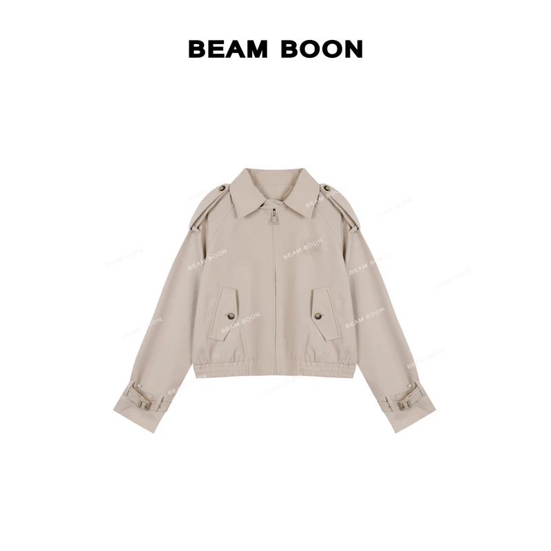 Beam Boon【花生米】重磅时髦立裁工装夹克风衣衬衫领短外套