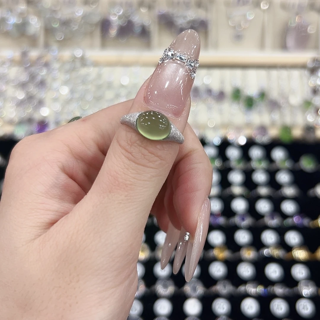 岫玉银S925镶嵌戒指