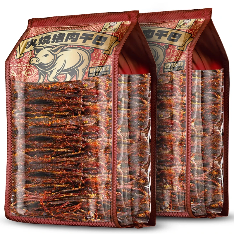 滇二娃火烧猪肉干巴香辣风干手撕猪肉条五香解馋肉类小零食小吃