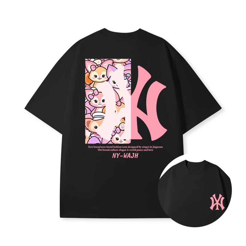 慵懒风短袖t恤夏季圆领休闲半袖上衣男女小众百搭设计感上衣