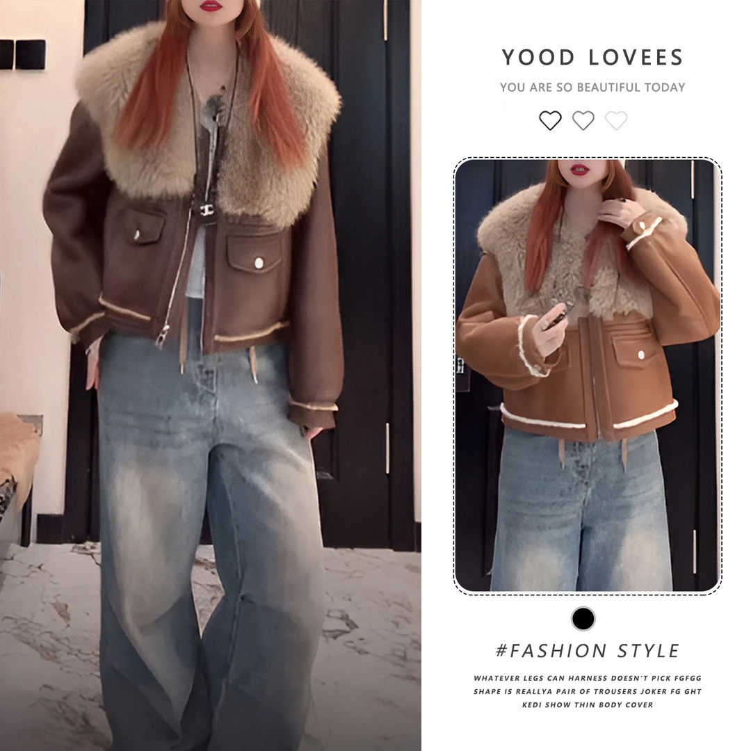 超好看短款大毛领加厚保暖厚外套女冬季2025新款高级时髦复古上衣