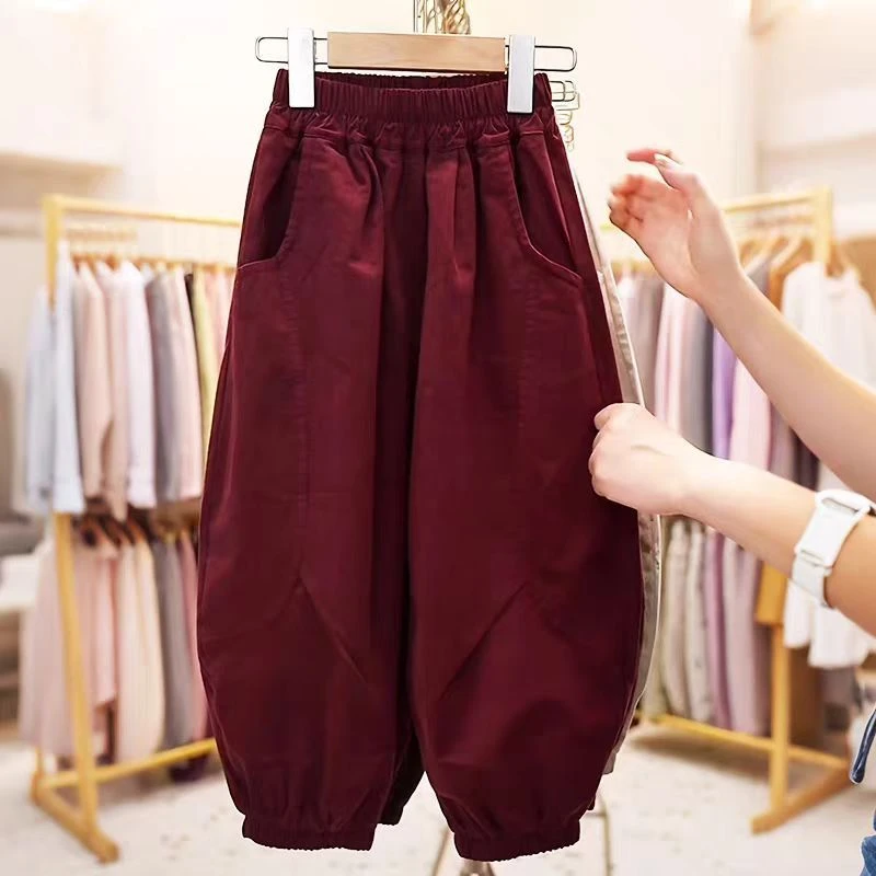 【新款上新】儿童弯刀裤男童休闲裤女童初秋薄款宽松中大童韩版