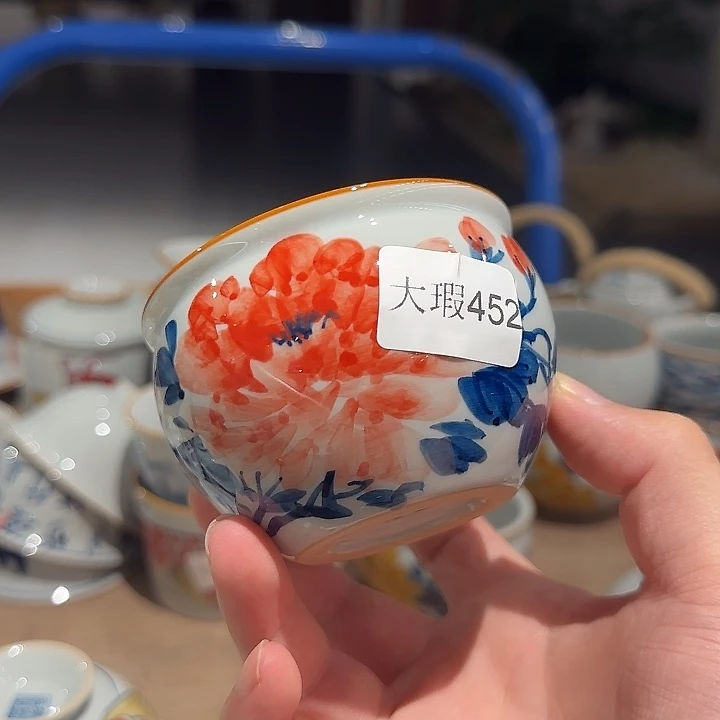 釉下手绘茶具微瑕
