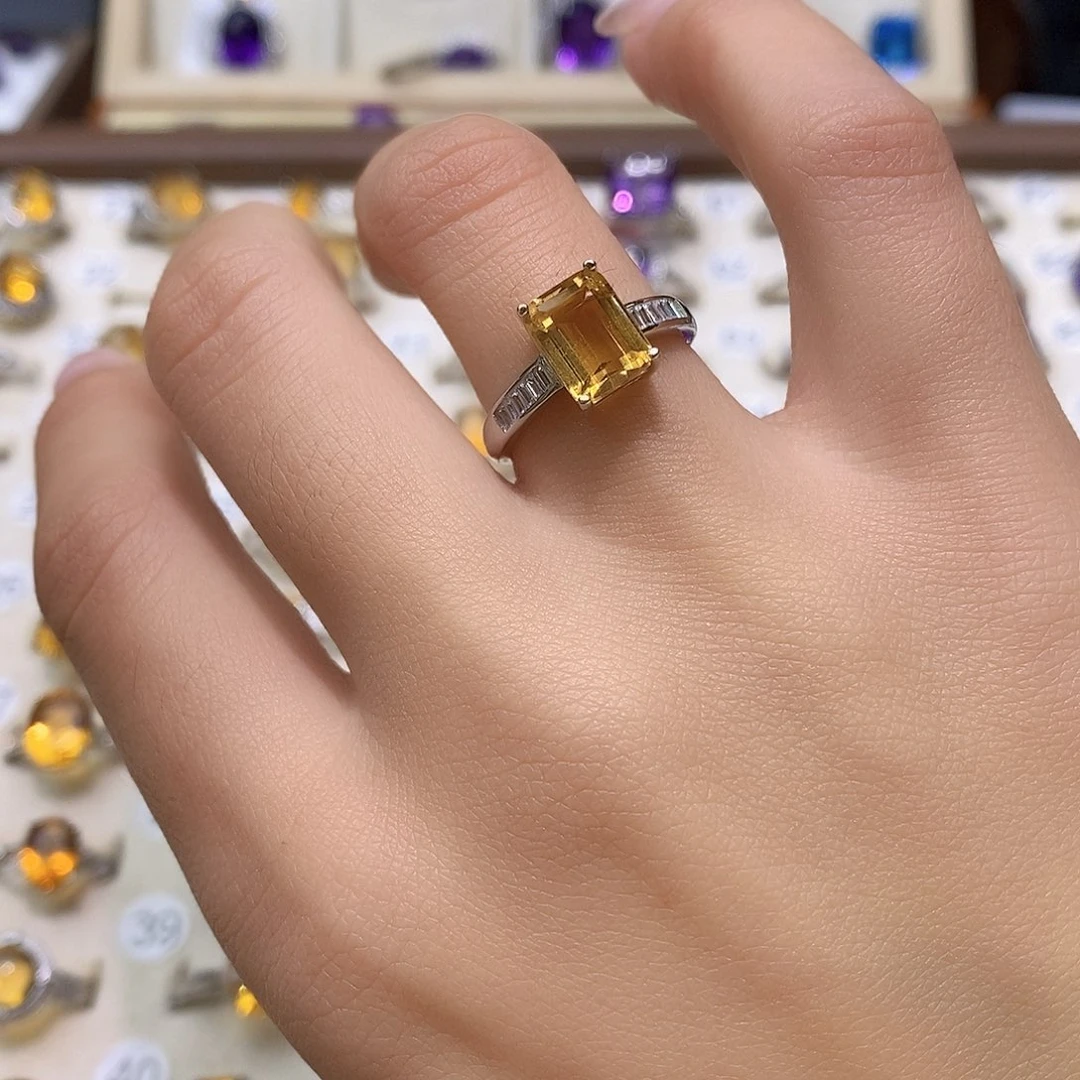 银S925镶嵌水晶珠宝半成品纯天然无优化黄水晶Q