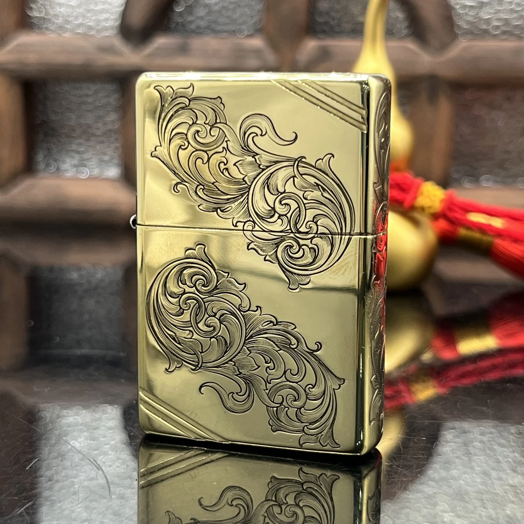 ZIPPO/之宝打火机  唐草1937黄铜切角五面精雕【小飞甄选】DYJ1