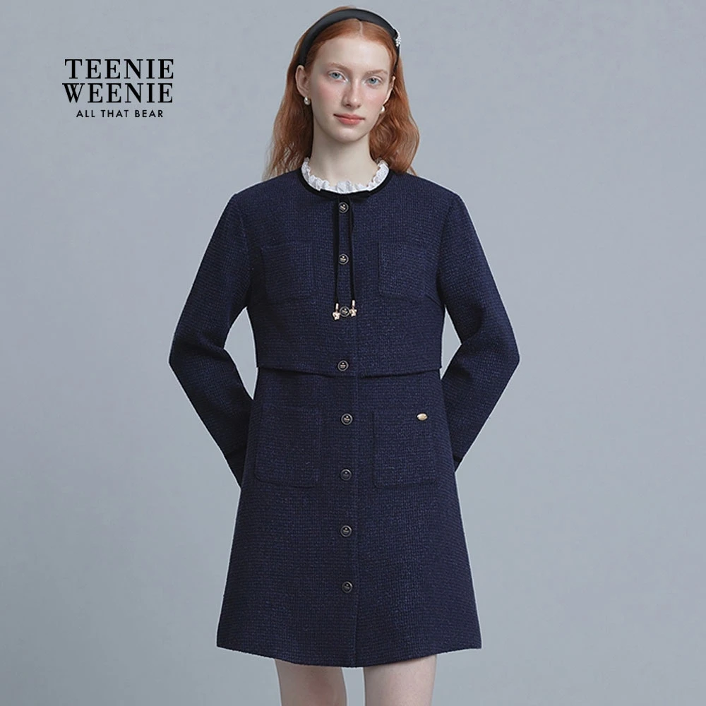TeenieWeenie小熊女装连衣裙25冬拼接气质假两件长裙TTOW258CC2D
