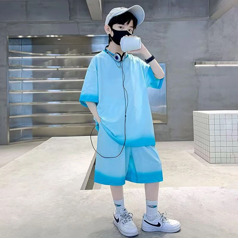 男童夏装短袖套装薄款新款中大儿童帅气男孩女童夏季炸街运动服潮