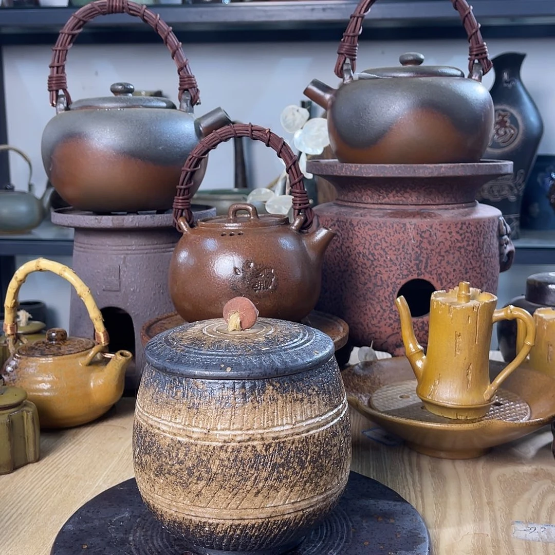 碟紫砂粗陶实用茶叶罐