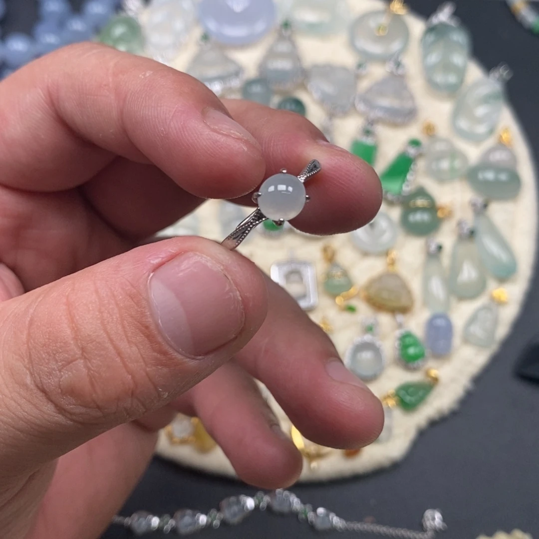 翡翠戒指银S925镶嵌