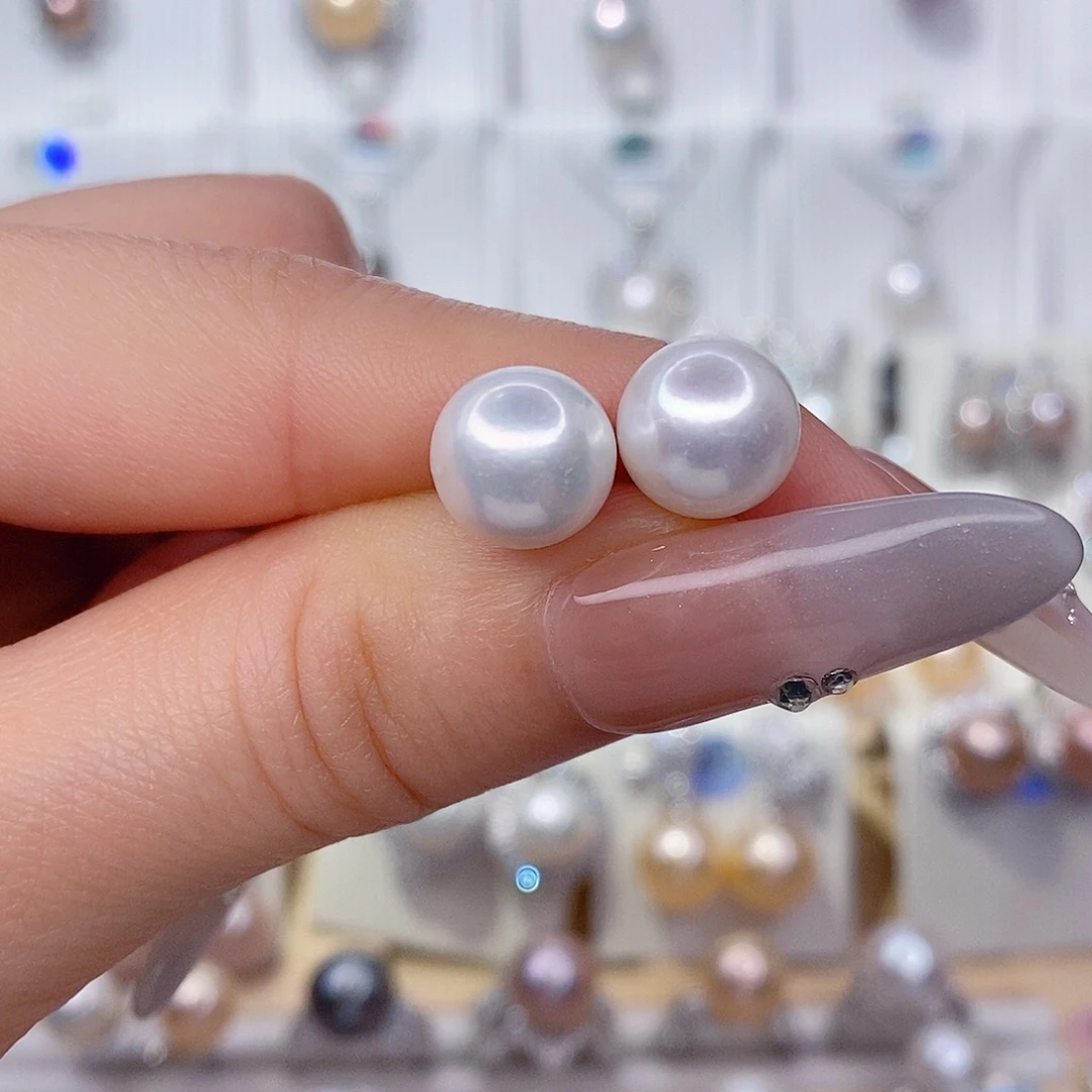 耳饰银S925镶嵌淡水珍珠