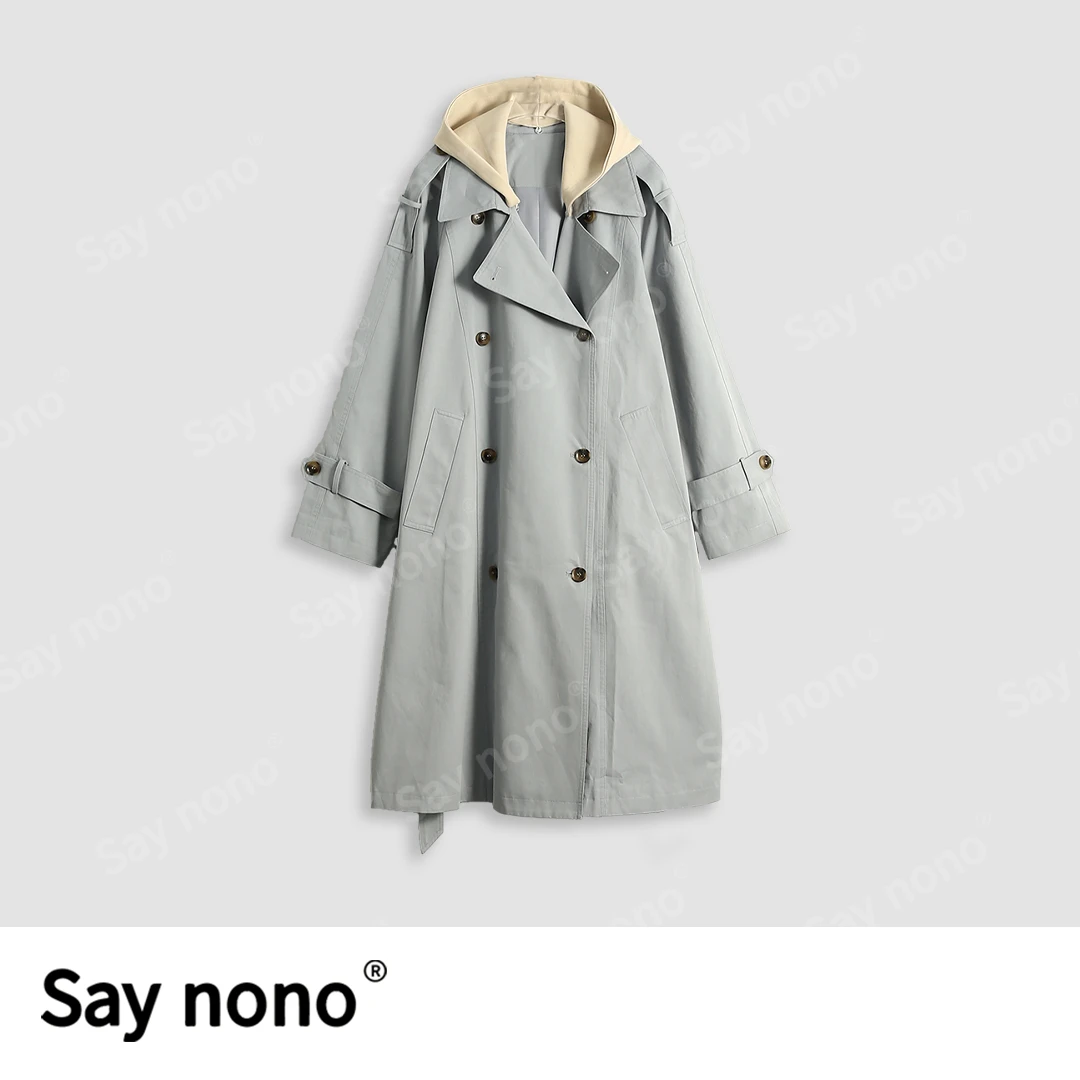 懒猫nono│Saynono 时尚感＿连帽长款风衣外套/SYML78030