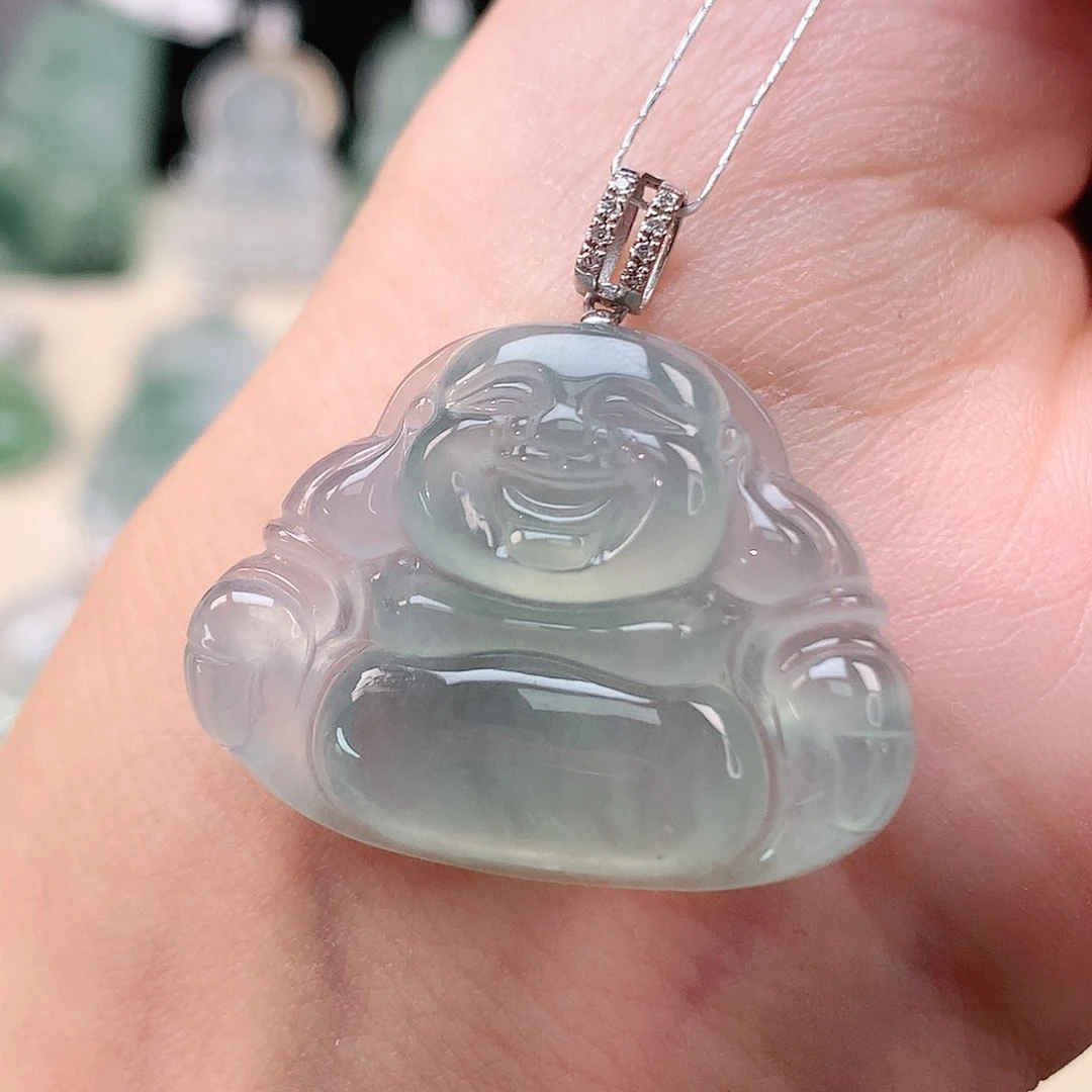 翡翠18K金镶嵌颈饰佛公